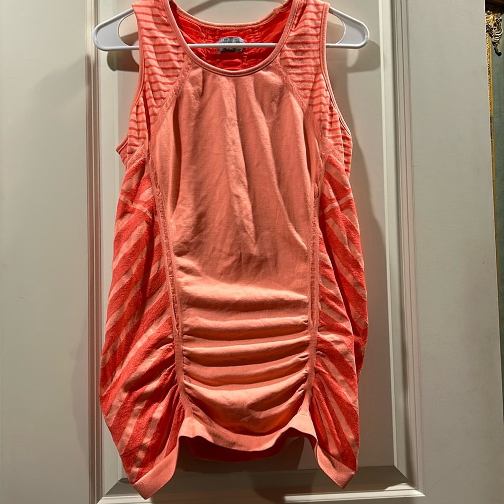 Athleta women Ruched sleeveless athletic muscle tank top size M peachy tangerine